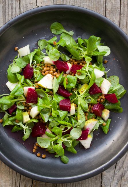 Mache Salad With Pear and Goat Cheese